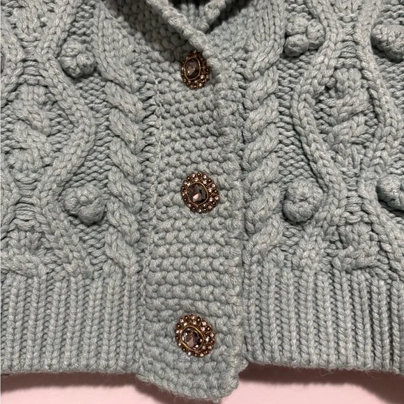 Zara Women's Cable Knit Cardigan Vest Size XS-SM in Blue/Green color - Picture 3 of 7